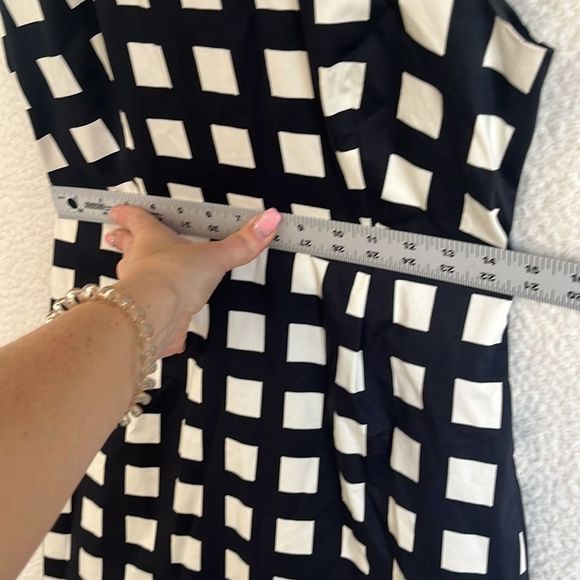 Kate Spade Dress Womens Size 6 Navy Blue and Ivory Windowpane Shift - Picture 3 of 7